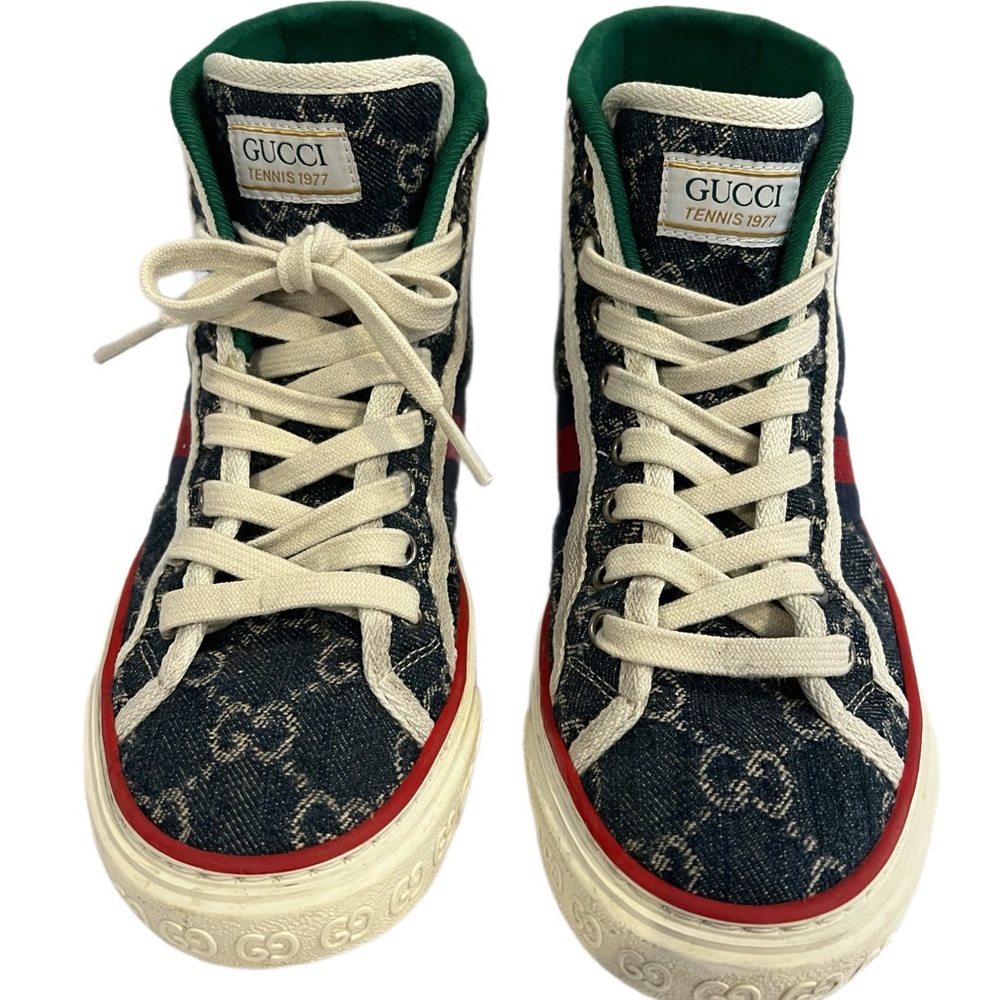 Gucci 1977 Denim High-Tops - Blue, Red, and Green - Picture 2 of 11